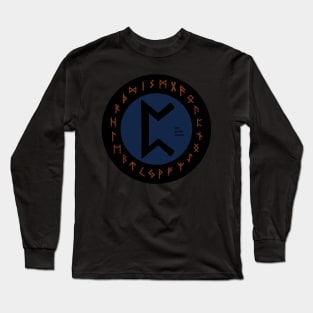 Blue Perdhro Elder Futhark Rune Symbol Long Sleeve T-Shirt